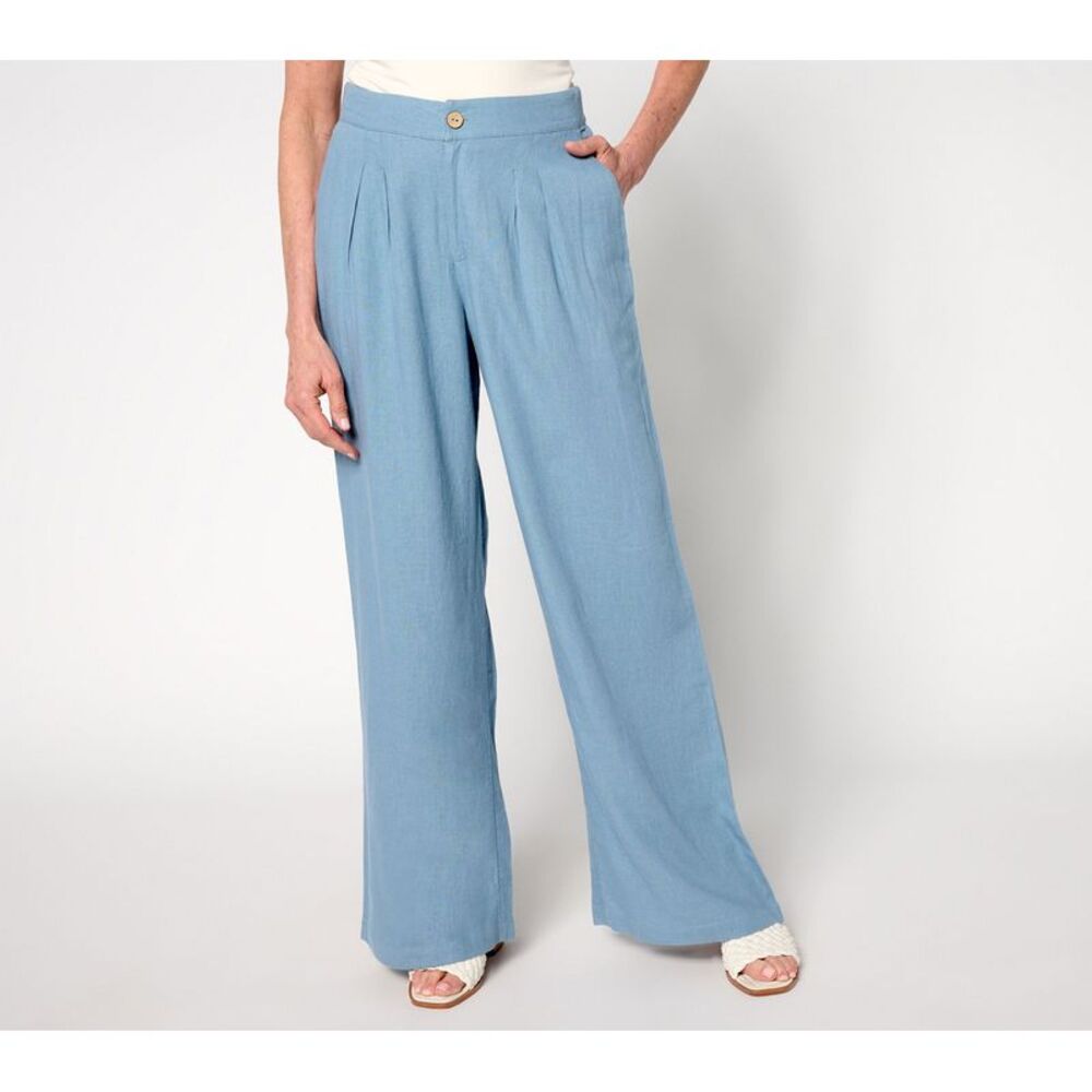 SUNNYLiFE Women's Pants Sz 8 Luna Linen Wide Leg Medium Grey Heather